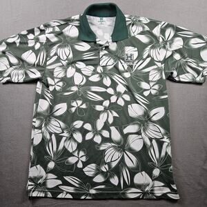 Hawaii Rainbow Warriors Polo Shirt Floral Print Green XL Tall Tropical